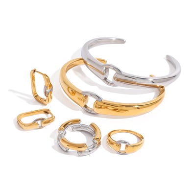 1 Piece Simple Series Daily Geometric Stainless Steel 18K Gold Plated Women Bangles h5 Picture6