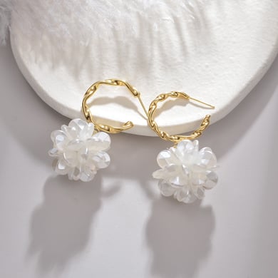 1 paire de boucles d&#39;oreilles pendantes élégantes en acier inoxydable plaqué or 18 carats pour femme, série Simple h5 Image3
