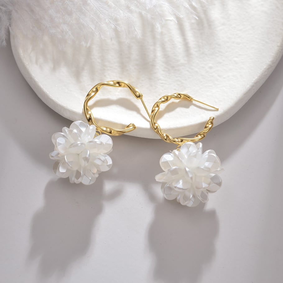 1 paire de boucles d&#39;oreilles pendantes élégantes en acier inoxydable plaqué or 18 carats pour femme, série Simple Image3