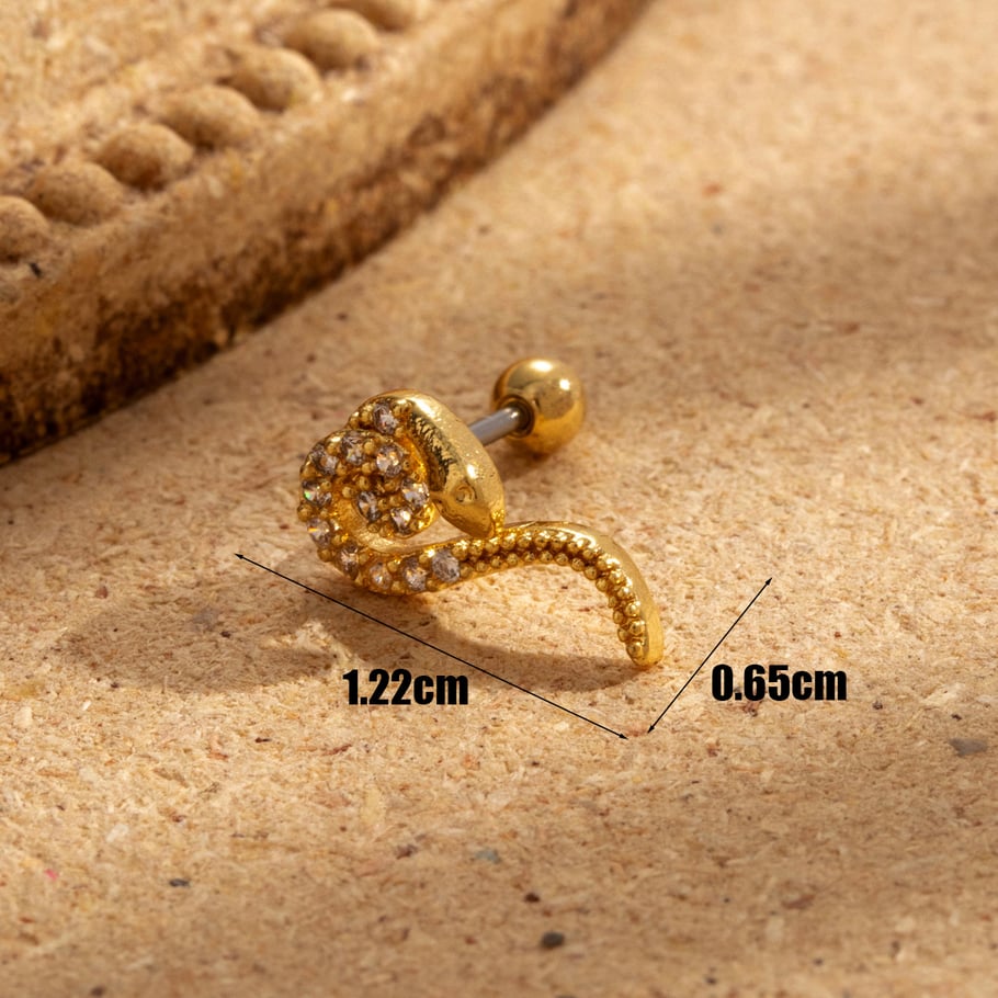1 Stück Simple Series Klassische Tier Titan Stahl Kein Beschichtungsmaterial Zirkon Damen Ohrstecker h5Bild5