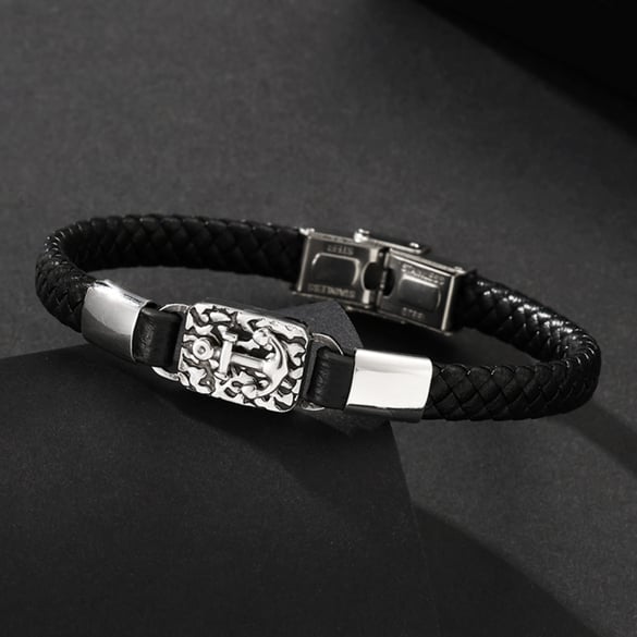1 paio di bracciali da uomo in pelle geometrica retrò serie etnica 2