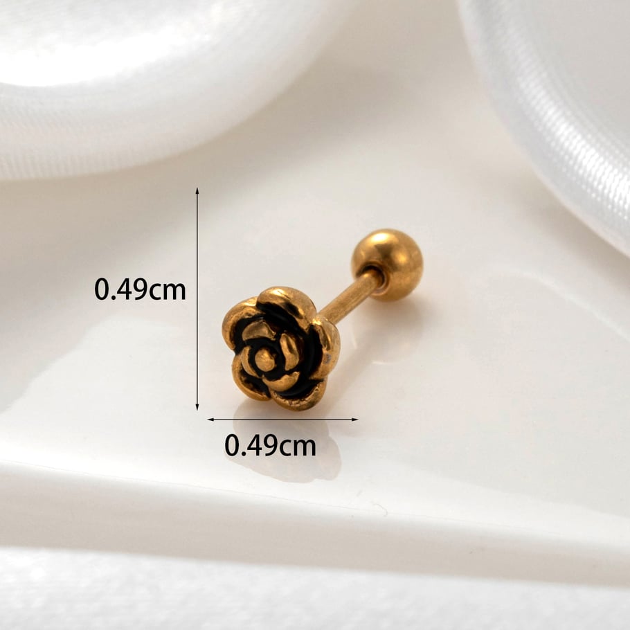 1 Paar Simple Series Simple Flower Titanstahl ohne Beschichtungsmaterial Damen Ohrstecker Bild4