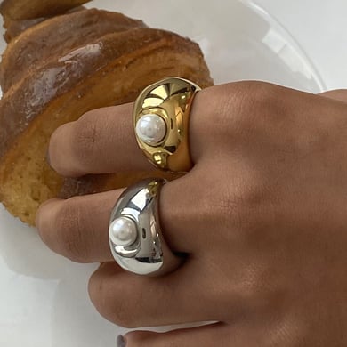 1 Paar Simple Series Europa und Amerika runder Edelstahl 18 Karat vergoldet künstliche Perle Damen Einzelringe h5 Bild5