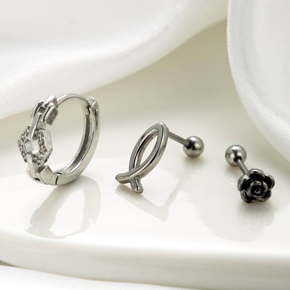 1 Pair Simple Series Classic Flower Copper No Plating Material Zircon Women Stud Earrings