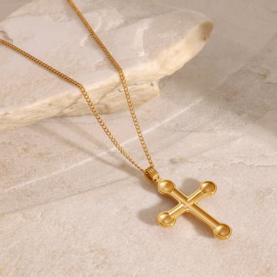 1 Piece Classic Series Europe and America Cross Stainless Steel 18K Gold Plated Rhinestone Women Pendant Necklaces h5 Picture6