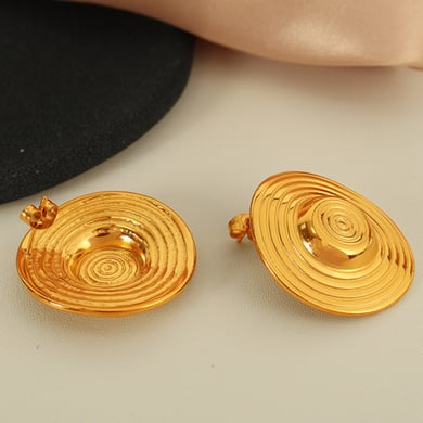1 Pair Simple Series Retro Geometric Stainless Steel 18K Gold Plated Women Stud Earrings h5 Picture4