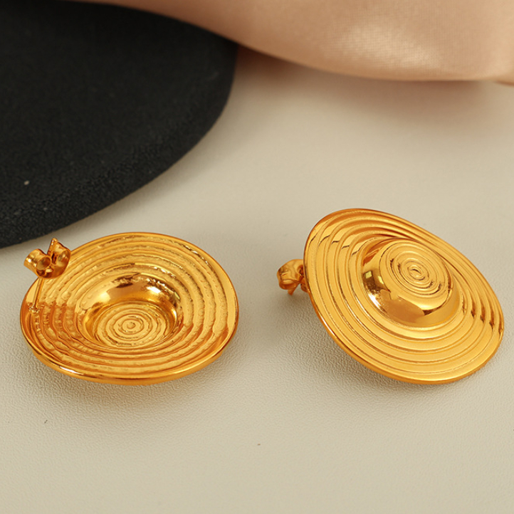 1 Pair Simple Series Retro Geometric Stainless Steel 18K Gold Plated Women Stud Earrings Picture4