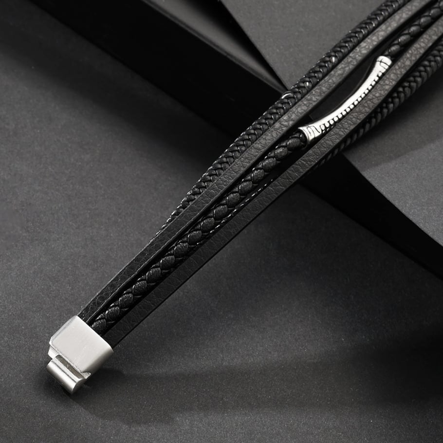 1 Paar Simple Series Retro Geometrische Lederarmbänder für Herren Bild4