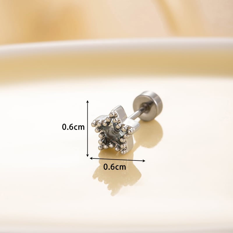 1 par de pendientes de botón de acero de titanio geométricos clásicos de serie simple para mujer, sin chapado, con circonitas Imagen8