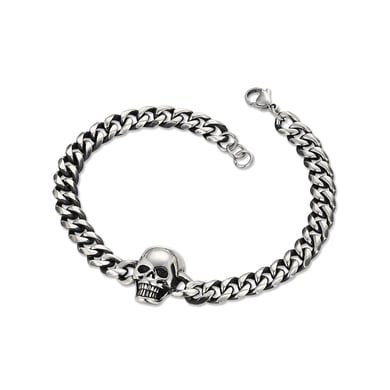1 paio di bracciali da uomo in acciaio inossidabile con teschio retrò della serie Simple h5 Immagine2