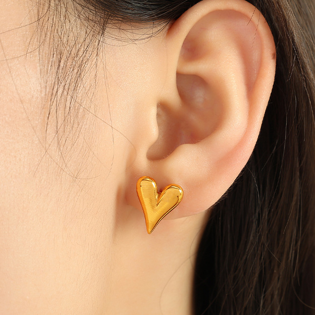 1 Paar Simple Series Simple Heart Edelstahl 18 Karat vergoldete Damen-Ohrstecker Bild10