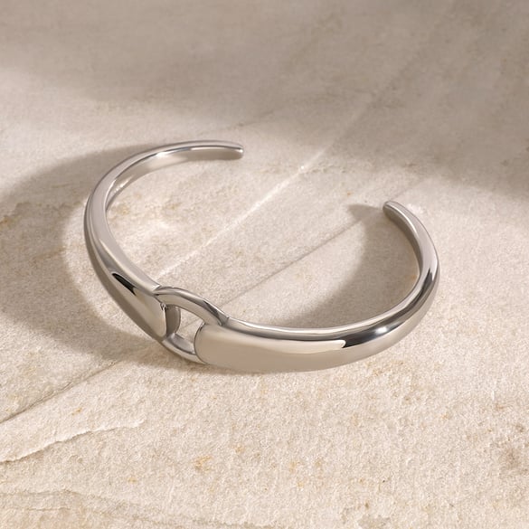1 Piece Simple Series Daily Geometric Stainless Steel 18K Gold Plated Women Bangles