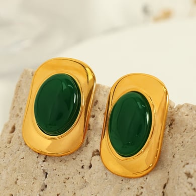 1 Pair Classic Series Retro Geometric Stainless Steel 18K Gold Plated Women Stud Earrings h5 Picture5