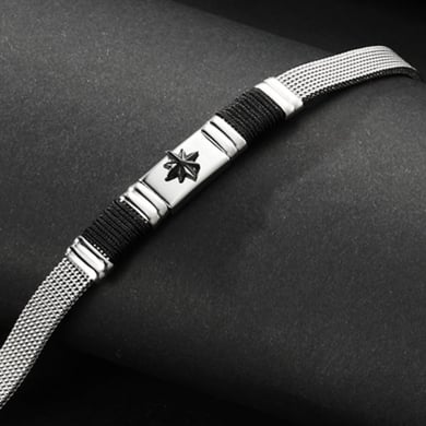 1 Paar einfache Serie lässige geometrische Edelstahl-Herrenarmbänder h5 Bild4