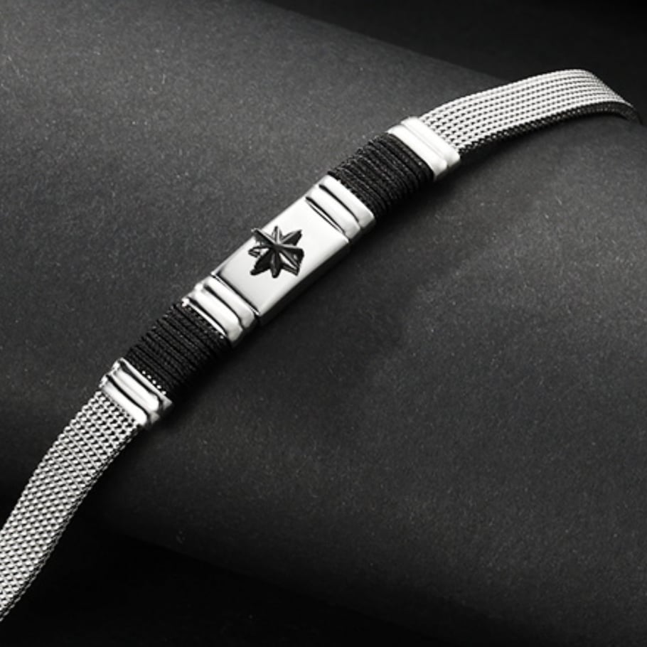 1 Paar einfache Serie lässige geometrische Edelstahl-Herrenarmbänder Bild4