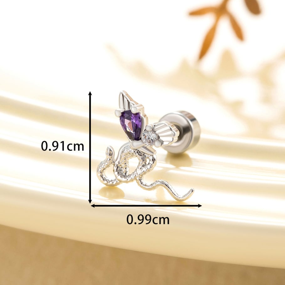 1 Pair Simple Series Classic Animal Titanium Steel No Plating Material Zircon Women Stud Earrings Picture6