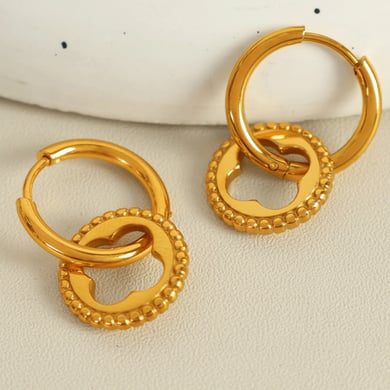 1 Paar Simple Series Simple Heart Edelstahl 18 Karat vergoldete Damen-Tropfenohrringe h5 Bild5