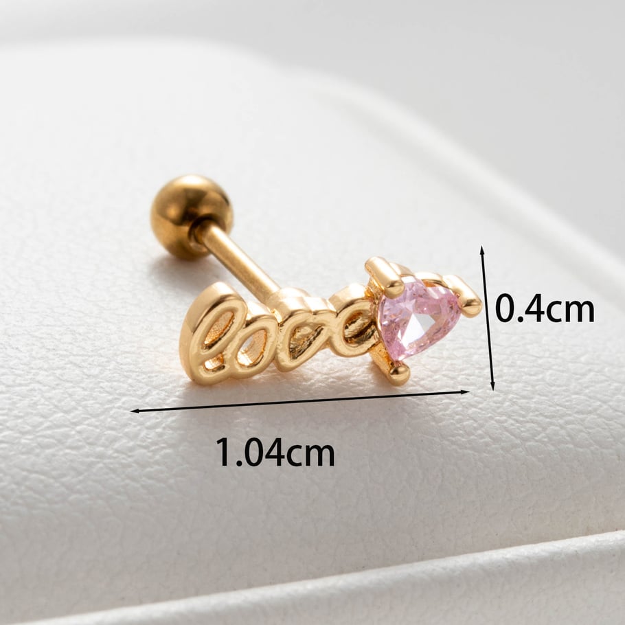 1 Pair Simple Series Classic Heart Titanium Steel No Plating Material Zircon Women Stud Earrings Picture4