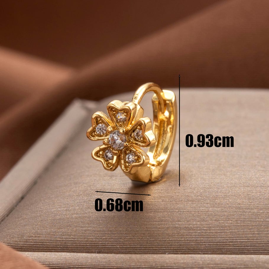 1 Pair Simple Series Classic Flower Copper No Plating Material Zircon Women Stud Earrings Picture3