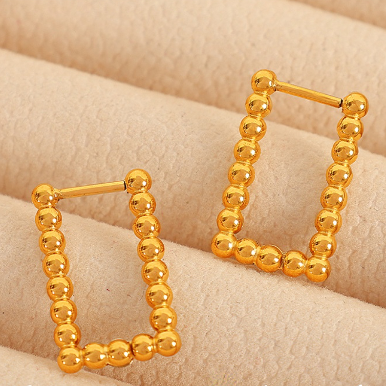 1 Pair Simple Series Classic Geometric Stainless Steel 18K Gold Plated Women Hoop Earrings Picture9