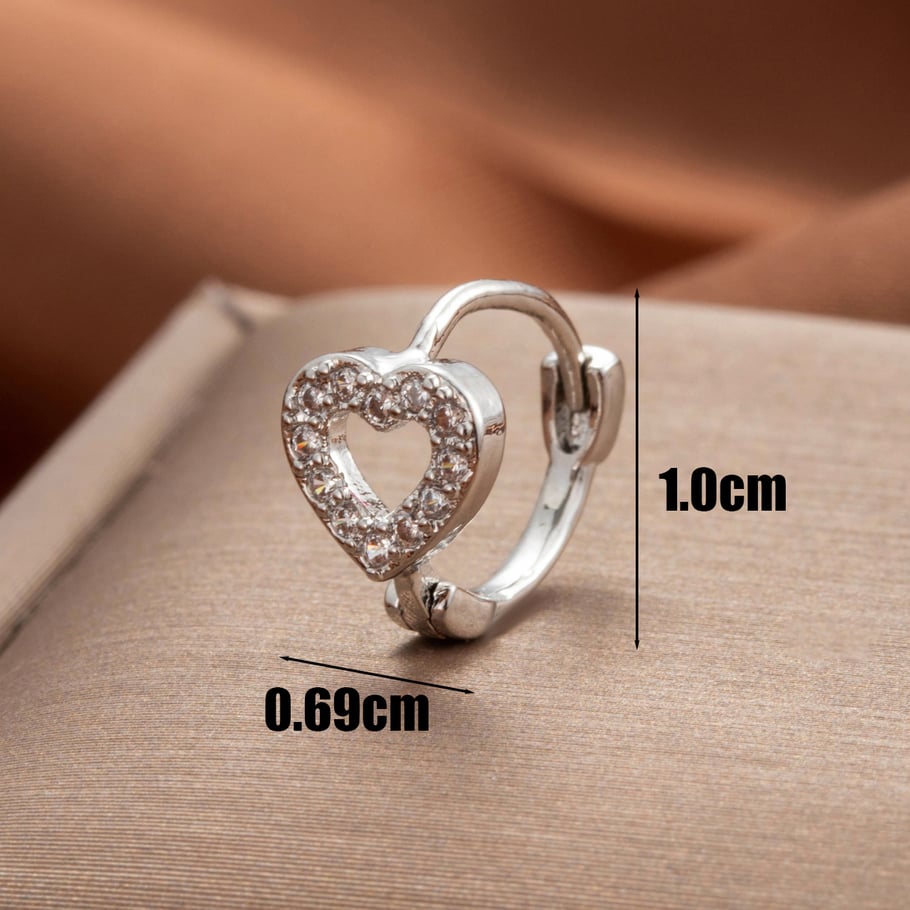 1 Pair Simple Series Classic Heart Copper No Plating Material Zircon Women Stud Earrings Picture4