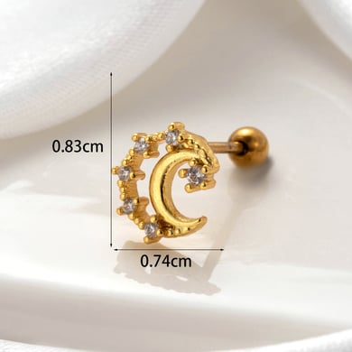 1 Paar Simple Series Klassische Sonne/Mond Kupfer Kein Beschichtungsmaterial Zirkon Damen Ohrstecker h5 Bild6