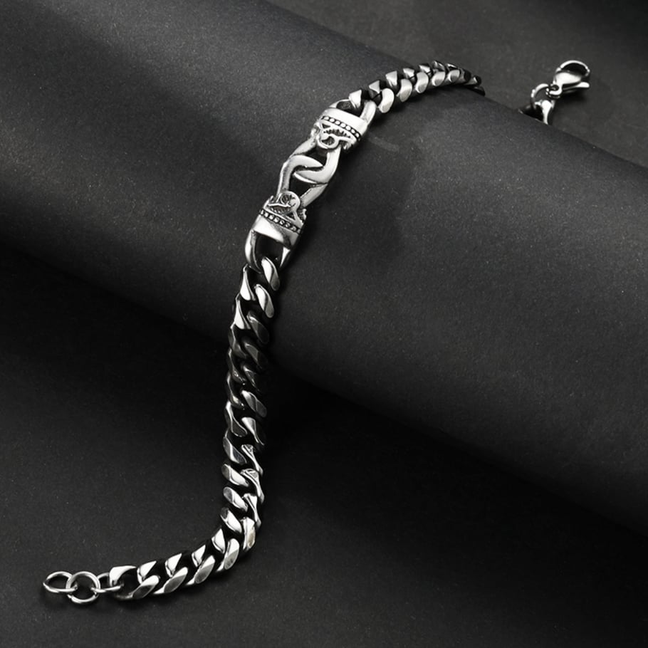 1 Paar Herrenarmbänder aus Edelstahl im Retro-Stil der Simple Series mit geometrischem Muster Bild5