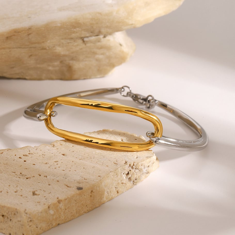 1 Piece Simple Series Europe and America Annular Stainless Steel 18K Gold Plated Women Bangles Picture5