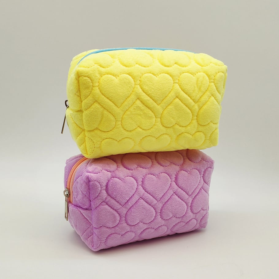 1 par de bolsos de poliéster para mujer con diseño de corazón, serie simple Imagen3