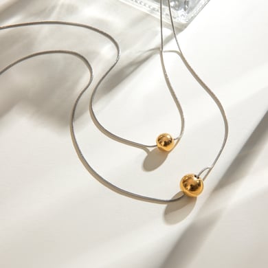 1 Piece Simple Series ins style round Stainless Steel 18K Gold Plated Women Pendant Necklaces h5 Picture5