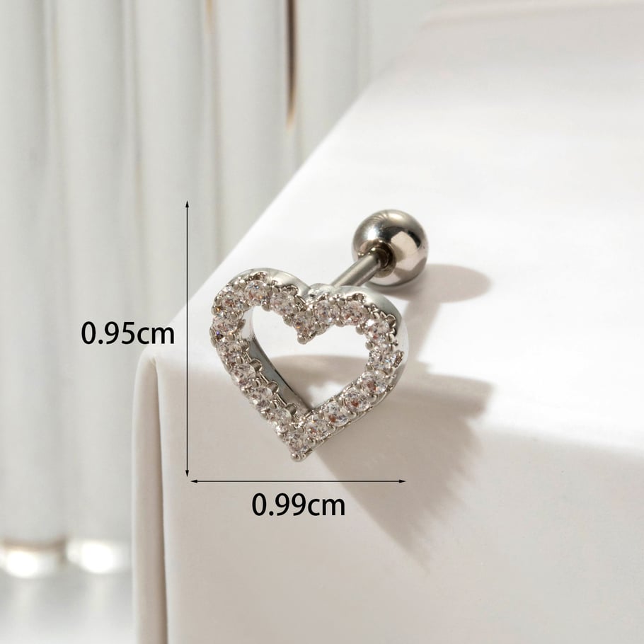 1 Piece Simple Series Classic Heart Titanium Steel No Plating Material Zircon Women Stud Earrings h5Picture6