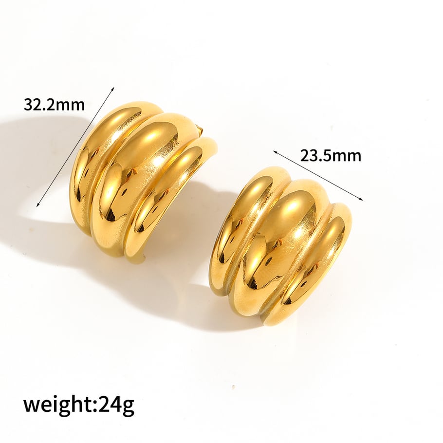 1 Pair Simple Series Simple Geometric Stainless Steel 18K Gold Plated Women Stud Earrings Picture9