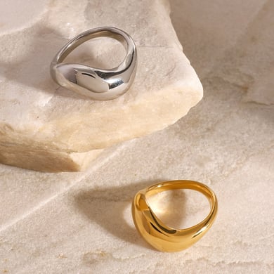 1 Pair Simple Series Daily Geometric Stainless Steel 18K Gold Plated Women Single Rings h5 Picture5