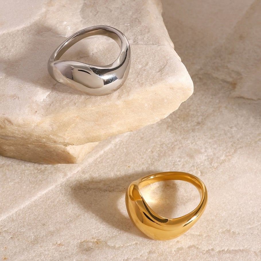 1 Pair Simple Series Daily Geometric Stainless Steel 18K Gold Plated Women Single Rings Picture5