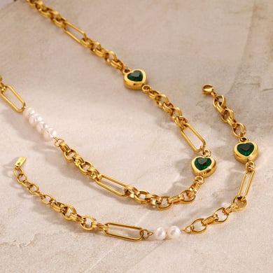 1 Stück Simple Series Sweet Heart Edelstahl 18 Karat vergoldete Kunstperle Damen Kettenhalsketten h5 Bild4