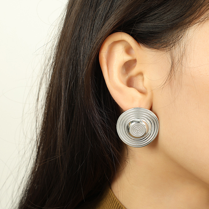 1 Pair Simple Series Retro Geometric Stainless Steel 18K Gold Plated Women Stud Earrings Picture8