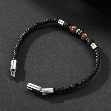 1 Paar Simple Series Retro Perlen Leder Naturstein Herrenarmbänder h5 Bild3