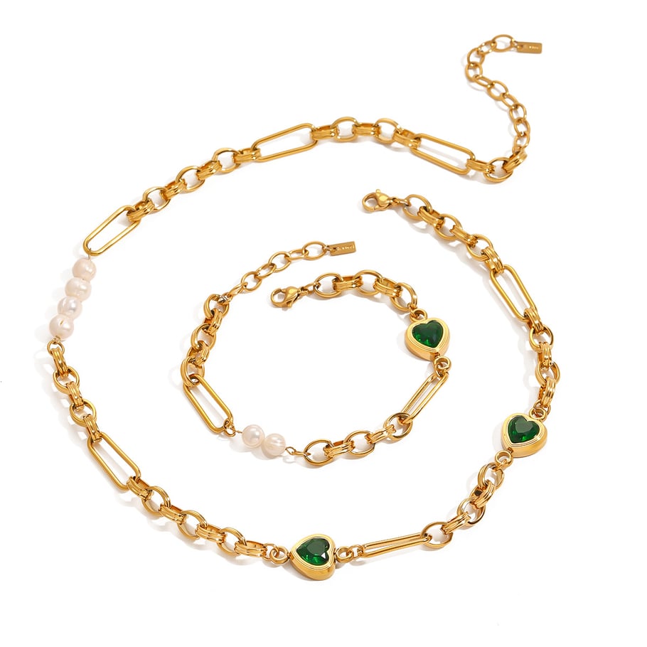 1 Stück Simple Series Sweet Heart Edelstahl 18 Karat vergoldete Kunstperle Damen Kettenhalsketten Bild6