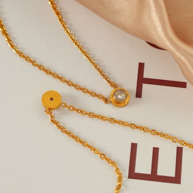 1 Piece Simple Series Simple Geometric Stainless Steel 18K Gold Plated Zircon Women Pendant Necklaces h5 Picture4