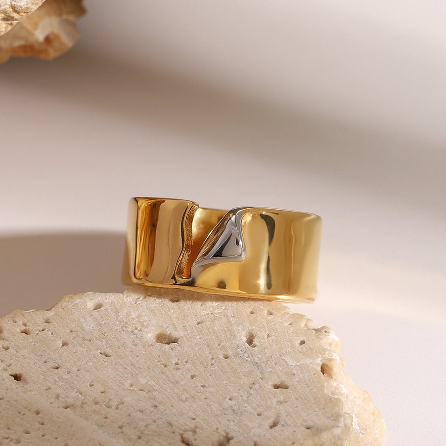 1 Pair Simple Series Daily Geometric Stainless Steel 18K Gold Plated Women Single Rings Picture5