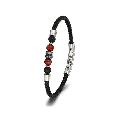 1 Paar Simple Series Retro Perlen Leder Naturstein Herrenarmbänder h5 Bild2