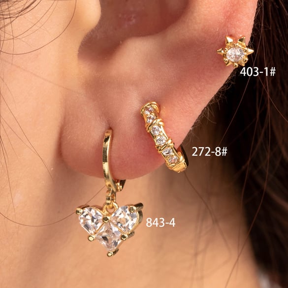 1 Pair Simple Series Classic Heart Copper No Plating Material Zircon Women Stud Earrings