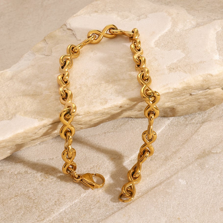 1 Stück Simple Series Klassische geometrische Edelstahl 18 Karat vergoldete Damen-Kettenarmbänder Bild5
