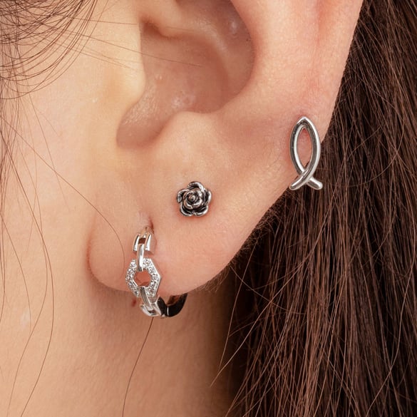 1 Pair Simple Series Classic Flower Copper No Plating Material Zircon Women Stud Earrings 2