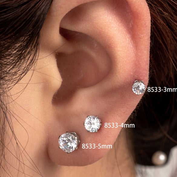 1 Paar Simple Series Einfache geometrische Titanstahl ohne Beschichtungsmaterial Zirkon Damen Ohrstecker 2