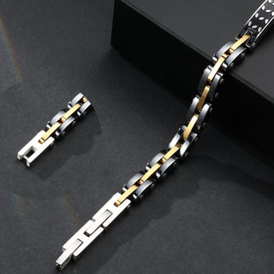 1 Pair Simple Series Retro Geometric Stainless Steel Men's Bracelets h5 Picture3