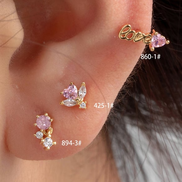 1 paire de boucles d&#39;oreilles à tige en acier titane, série simple, classique, cœur, sans placage, zircone cubique, pour femme