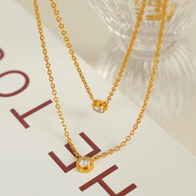 1 Piece Simple Series Simple Geometric Stainless Steel 18K Gold Plated Zircon Women Pendant Necklaces h5 Picture3