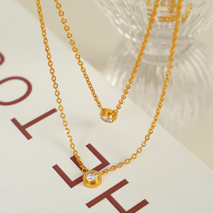 1 Piece Simple Series Simple Geometric Stainless Steel 18K Gold Plated Zircon Women Pendant Necklaces Picture3