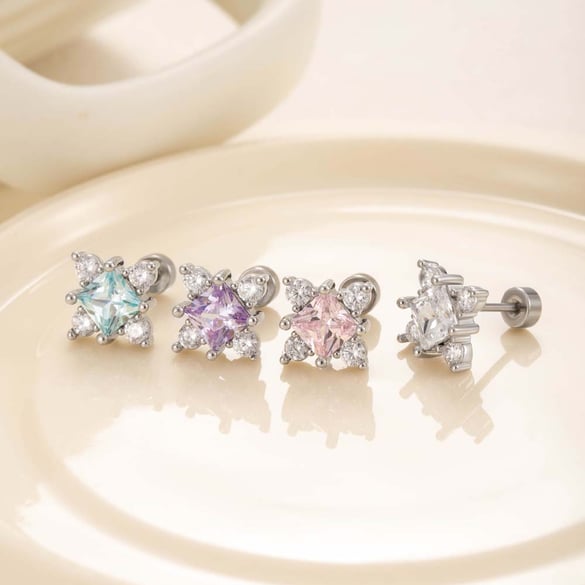 1 Pair Simple Series Simple Geometric Titanium Steel No Plating Material Zircon Women Stud Earrings